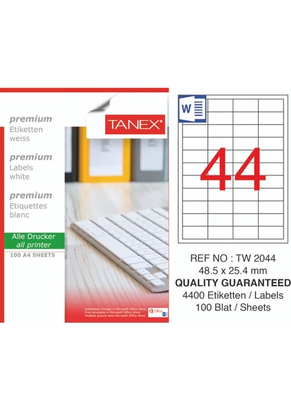 TW-2044 48.5X25.4 Laser Etiket 100LÜ-0315