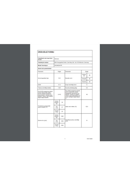 WG54B2A0TR A Enerji Sınıfı 10 kg 1400 Devir Çamaşır Makinesi modelleri
