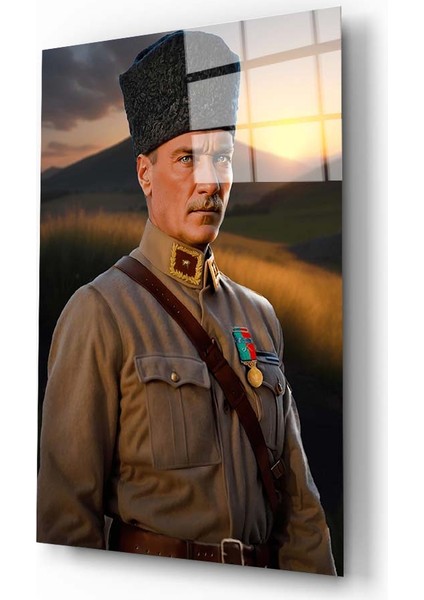 Atatürk Portresi 2 Yapay Zeka Cam Tablo