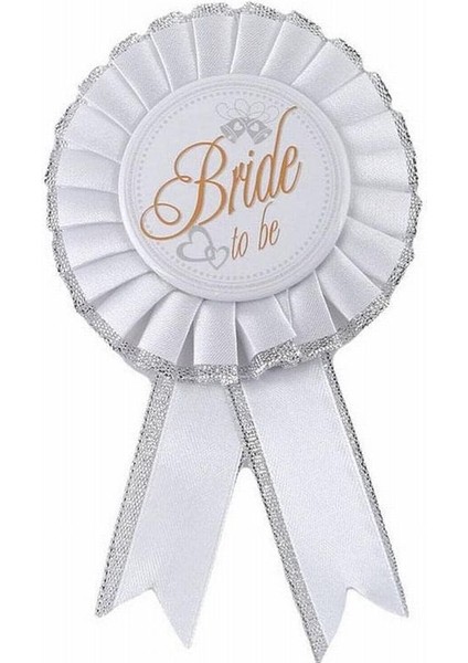 Brideto Be Yazılı Gelin Bekarlığa Veda Parti Rozeti Beyaz Renk