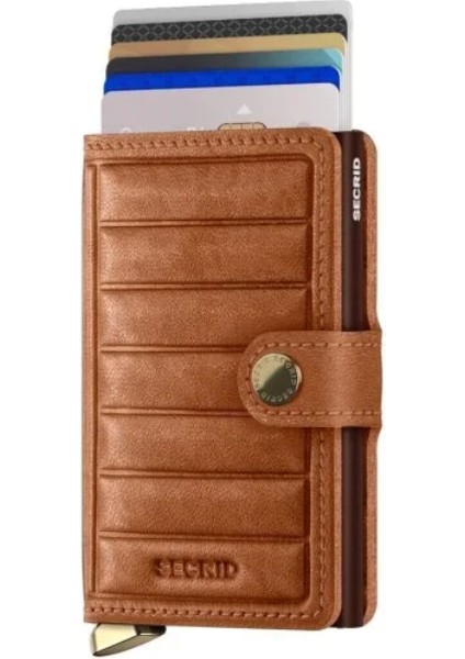 Premium Miniwallet Emboss Lines Cognac Orijinal Avrupa Deri Cüzdan