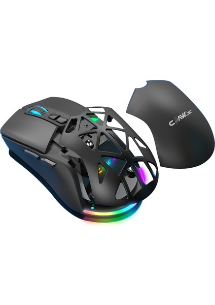 Nexus Air V1 Kablosuz 10000 Dpi Pixart PMW3325 Sensör Makro Yazılımlı & Değiştirilebilir Kapaklı RGB Kablosuz Gaming Mouse - Siyah (2.4 GHz Kablosuz + BT5.1 + Type-C ile Kullanım Desteği)