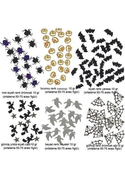 Karışık Halloween Figürleri Masa Üzeri Serpme Konfeti 60 gr