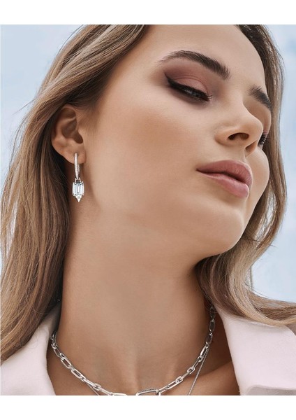 Pırlanta Zirkon Sallantılı Yarımtur Halka Kadın Gümüş Küpe 17 mm fiyatları