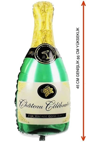 Bride To Be Parti Şampanya Şişesi Şeklinde Folyo Balon 86X45 cm Yeşil Renk 1 Adet fiyatları