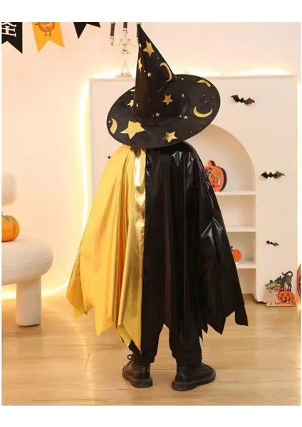 Halloween Temalı Çift Renkli Şapkalı Cadı Pelerini 75 cm fiyatları