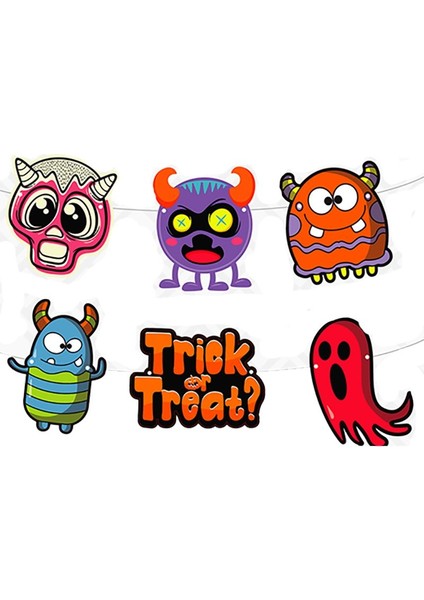 270 cm Halloween Temalı Ipe Dizilebilen Bayrak Kağıt Flama Seti