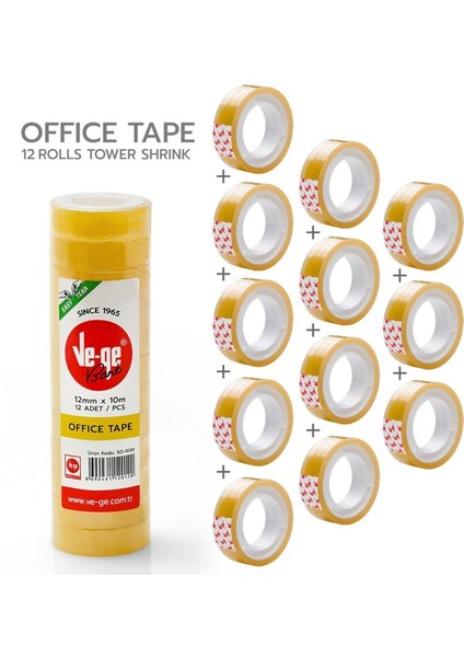 Selefon Bant Offıce Tape 12X10 ( 12 Li Paket)