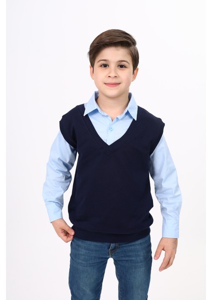 Erkek Çocuk Süveterli Okul Gömlek modelleri