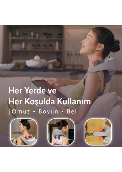 H5 Mini Taşınabilir Omuz ve Boyun Masaj Aleti, 6D Shiatsu Masaj Terapisi, Termoterapi