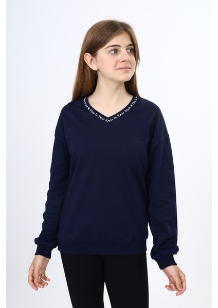 Kız Çocuk Okul Baskılı Sweatshirt