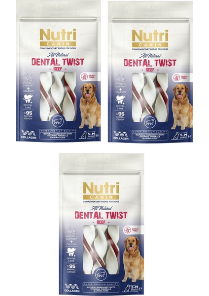 Dental Twist Sığır Etli S-M Irk Için Köpek Ödülü 80 gr. x 3 Adet