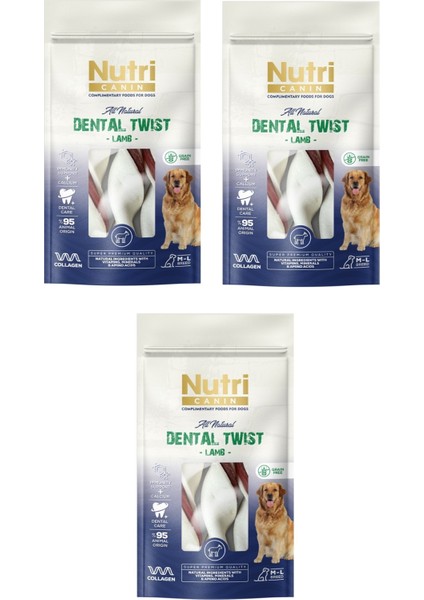Dental Twist Kuzu Etli M-L Irk Için Köpek Ödülü 120 gr. x 3 Adet