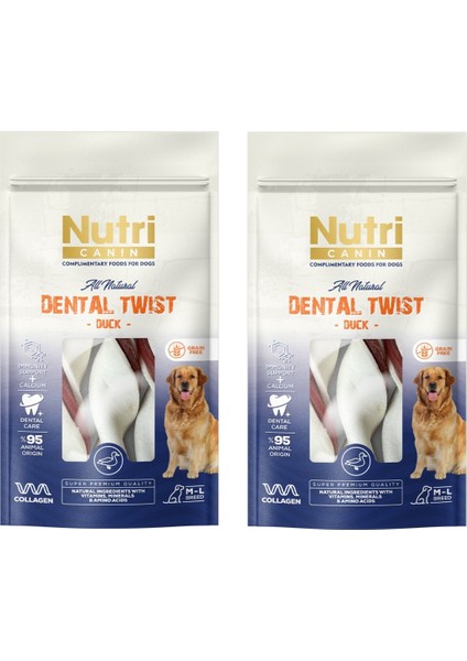Dental Twist Ördekli M-L Irk Için Köpek Ödülü 120 gr. x 2 Adet