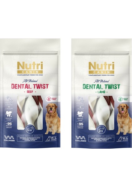 Dental Twist 2 Çeşit Karma M-L Irk Için Köpek Ödülü 120 gr. x 2 Adet