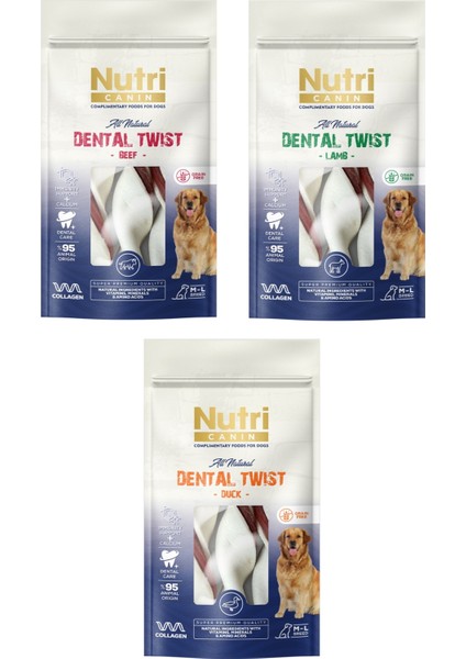 Dental Twist 3 Çeşit Karma M-L Irk Için Köpek Ödülü 120 gr. x 3 Adet