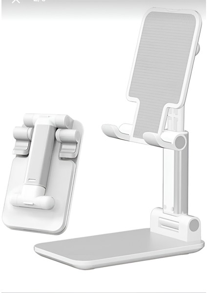 Masaüstü Telefon ve Tablet Tutucu Stand 2 Kademeli Uzunluk Ayarlı Silikon Pedli Kaydırmaz Taban