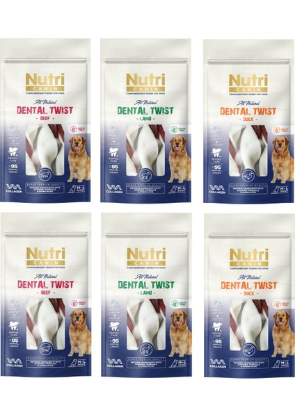 Dental Twist 3 Çeşit Karma M-L Irk Için Köpek Ödülü 120 gr. x 6 Adet