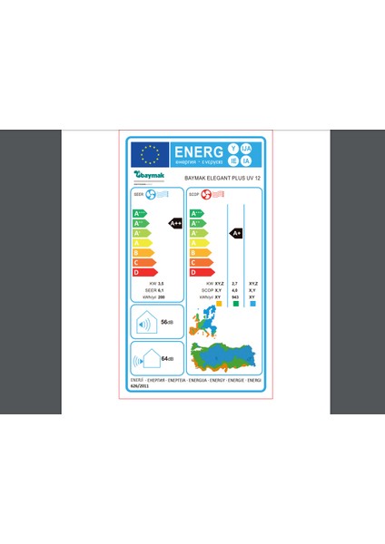 Elegant Plus Uv 12 A++ (Md)-K 12000 Btu/h Inverter Duvar Tipi Klima