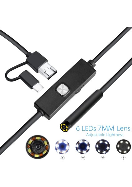 5 Metre Endoskop 3'ü 1 Arada Endoskop Ayarlanabilir Led'li Tamir Kamerası modelleri