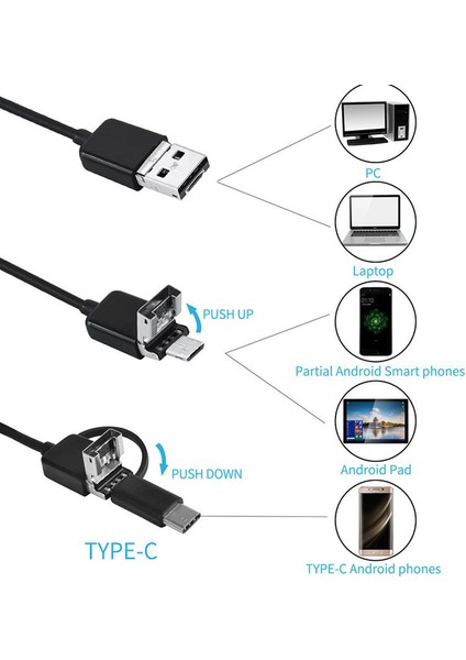 5 Metre Endoskop 3'ü 1 Arada Endoskop Ayarlanabilir Led'li Tamir Kamerası fırsatları