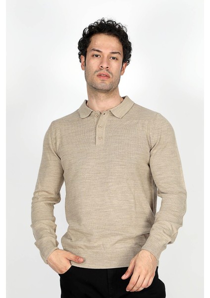 Gino Erkek Polo Yaka Triko Kazak Vizon fiyatları