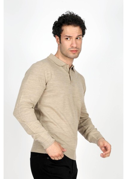 Gino Erkek Polo Yaka Triko Kazak Vizon modelleri