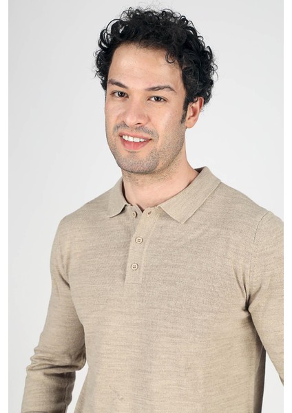 Gino Erkek Polo Yaka Triko Kazak Vizon indirimleri