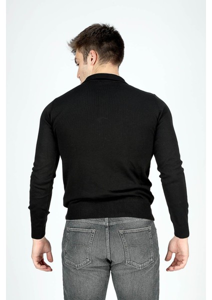 Gino Erkek Polo Yaka Triko Kazak Siyah fırsatları