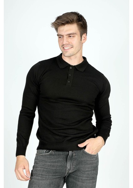 Gino Erkek Polo Yaka Triko Kazak Siyah fiyatları