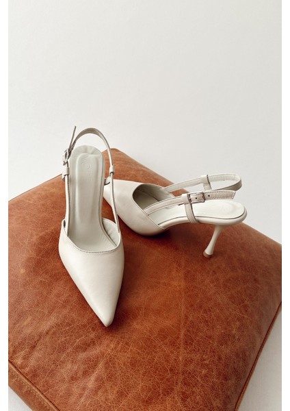 Camellia Bej Deri Stiletto