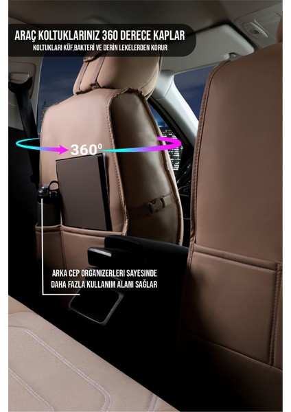 toyota Auris Lüx Oto Koltuk Kılıfı Ön Arka Takım Eagle Serisi Bej