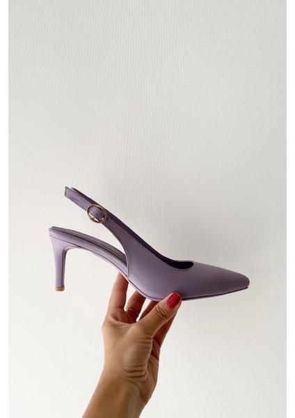 Aqua Lila Deri Topuklu Ayakkabı modelleri