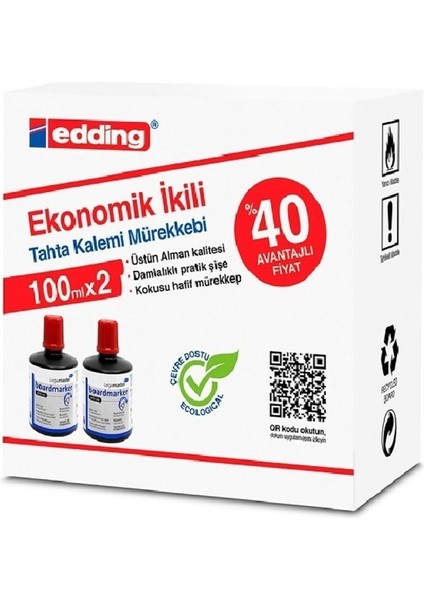 Edding LM-1199K202 Kırmızı Tahta Kalemi Mürekkebi 2 Li (%40 Avantajlı Fiyat)