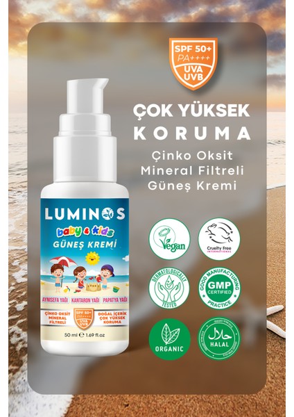 Bebeklere ve Çocuklara Özel Doğal Formül Spf 50+ Güneş Kremi 50 ml