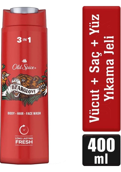 Old Spice Bearglove 3 In 1 Erkekler Için Duş Jeli ve Şampuan 400 ml