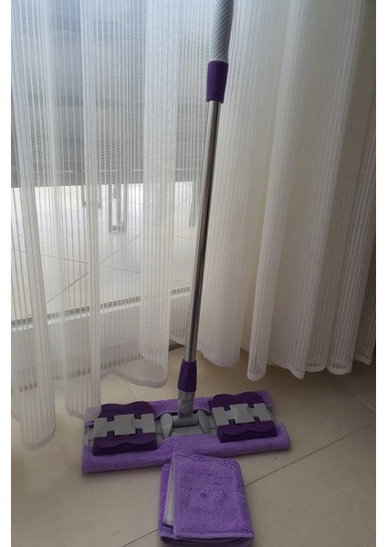 Kornea Store Teleskobik Cam Yer Tavan Silme - Istediğin Bezi Tak Kullan - 4 Mandallı -Yedek Bezli Mop Seti