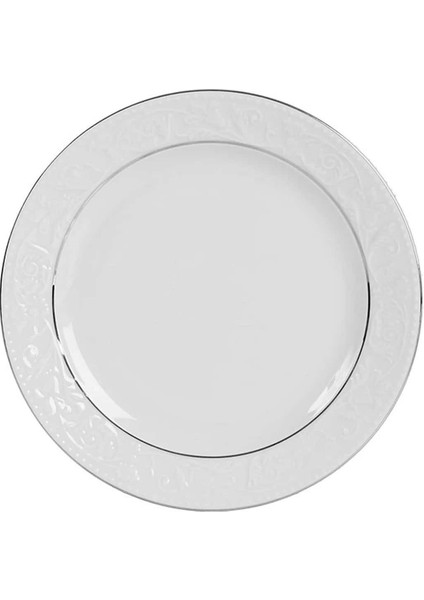 Hazan Platin Yaldız Düz Tabak Tekli 25CM