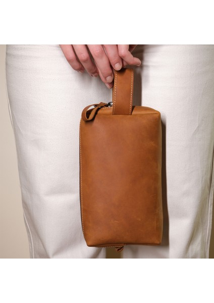 Deri Unisex El Çantası - Slim Dopp Kit