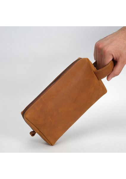 Deri Unisex El Çantası - Slim Dopp Kit