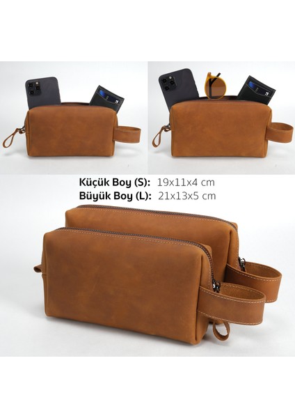 Deri Unisex El Çantası - Slim Dopp Kit