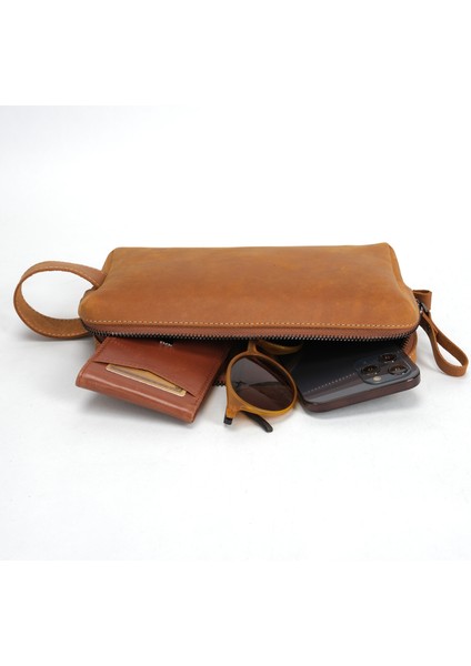 Deri Unisex El Çantası - Slim Dopp Kit