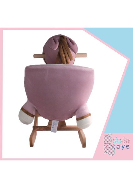 Sallanan Doldurulmuş At Peluş Rocker 60 cm Pembe-Beyaz 13