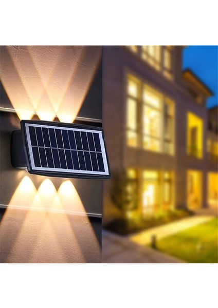 6 Ledli Güneş Enerjili Merkür Aplik Bahçe Aydınlatma SOLAR30 Watt Solar Bahçe Duvar Aplik Dekoratif 30 Watt