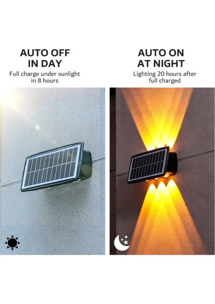 6 Ledli Güneş Enerjili Merkür Aplik Bahçe Aydınlatma SOLAR30 Watt Solar Bahçe Duvar Aplik Dekoratif 30 Watt