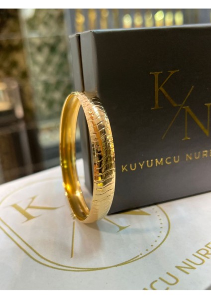 20 gr (Gram) Bronz Renk Yılan Derisi Desenli Işçiliksiz Yatırımlık Bilezik 22 Ayar Altın