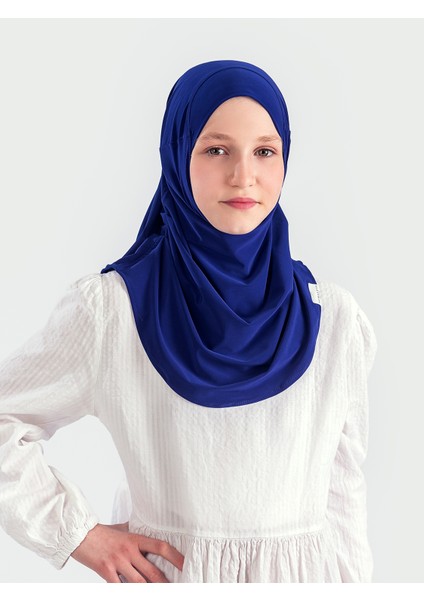 Pratik Pileli Kız Çocuk Hazır Eşarp Hijab - Saks