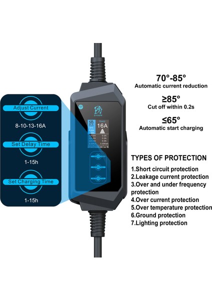 32A Tek Faz Tip 2 Şarj Kablosu 7kw 5m Ev Şarj Cihazı Elektrikli Araç Şarj Cihazı Taşınabilir Cee Fişli modelleri