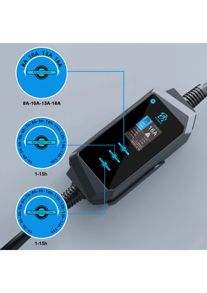 32A Tek Faz Tip 2 Şarj Kablosu 7kw 5m Ev Şarj Cihazı Elektrikli Araç Şarj Cihazı Taşınabilir Cee Fişli indirimleri