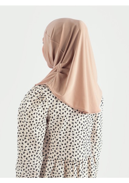 Pratik Pileli Kız Çocuk Hazır Eşarp Hijab - Bej